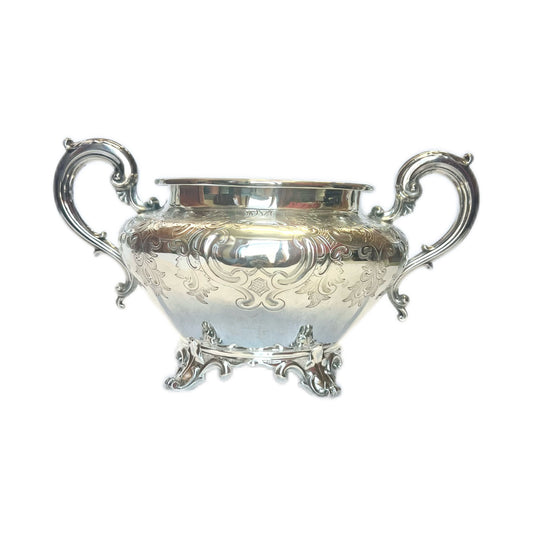 Antique Victorian Barnard Brothers sterling silver sugar bowl