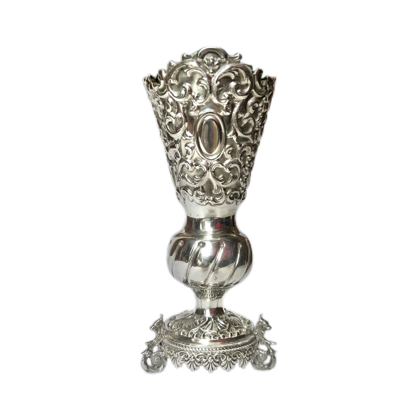 Antique Victorian sterling silver posy holder, John Newton Mappin