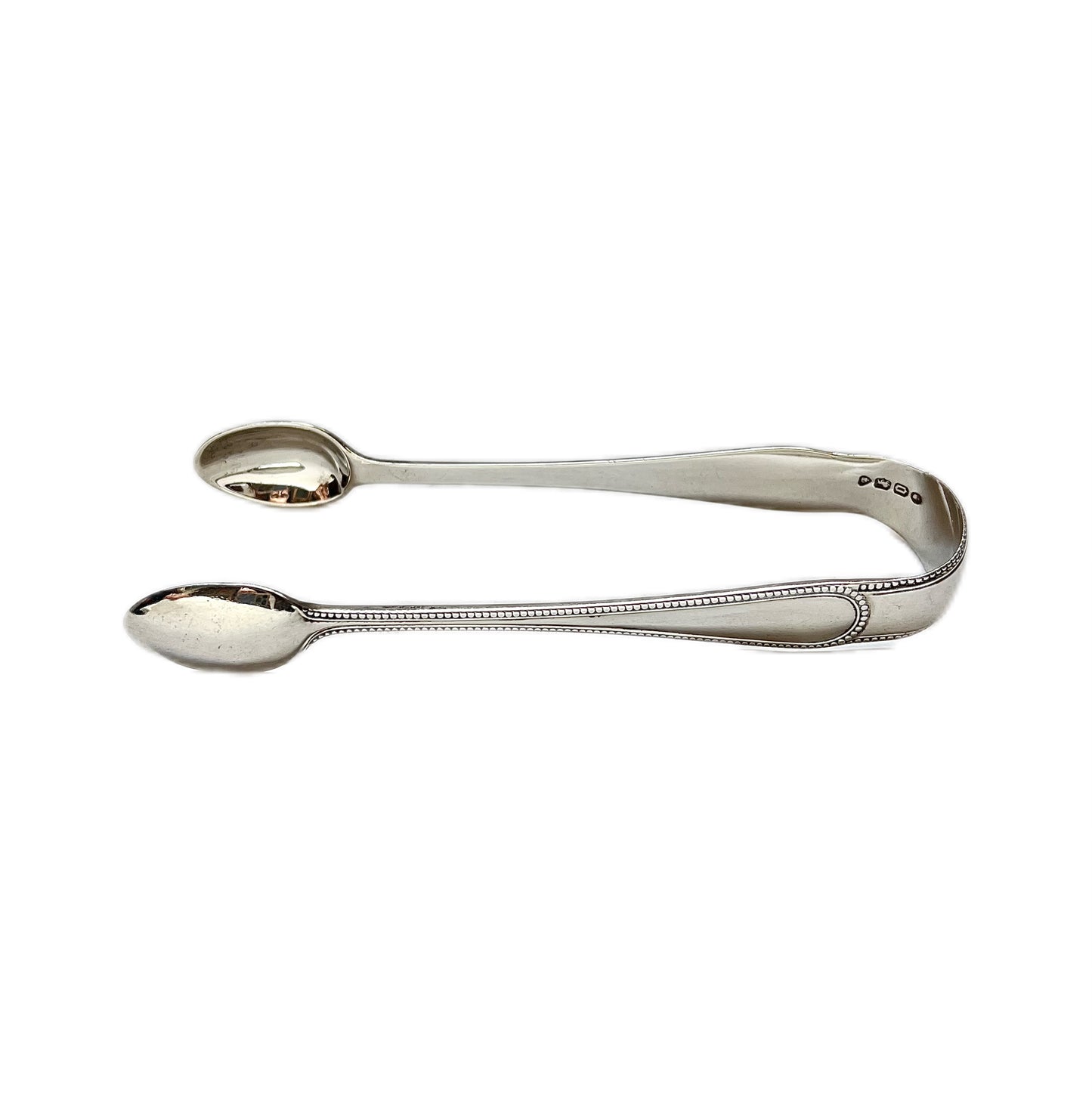 Antique Victorian sterling silver tongs with marks for London, 1869, Chawner and Co.