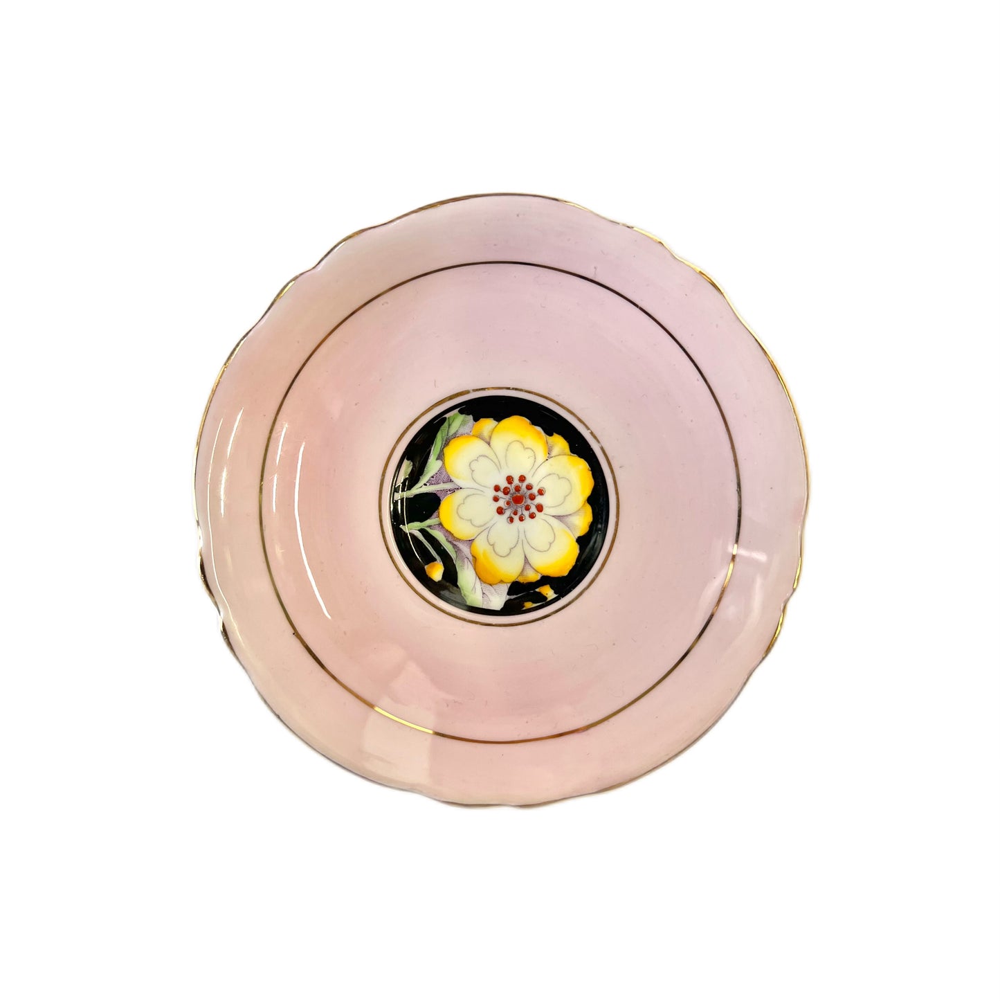 Near antique 1930s Paragon pink floral teacup saucer