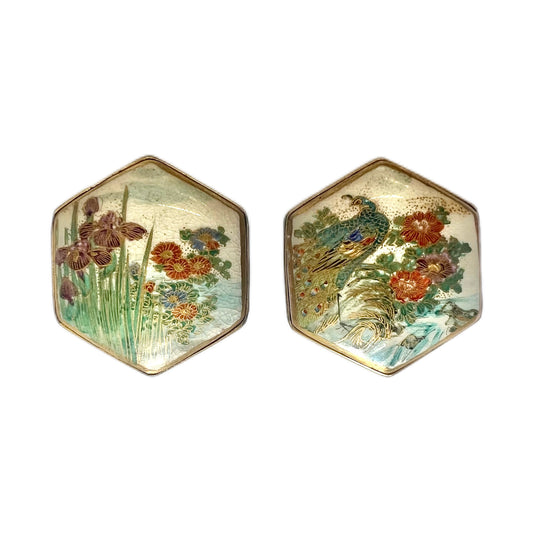 Late Meiji to Taisho Period Satsuma floral cabochons