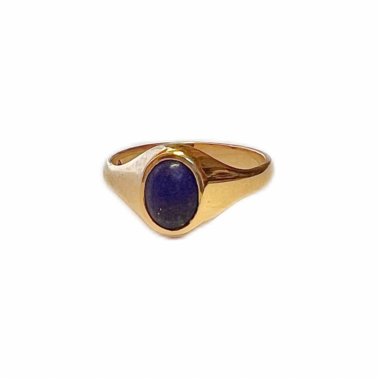 Vintage 9ct gold and lapis signet ring with associated box