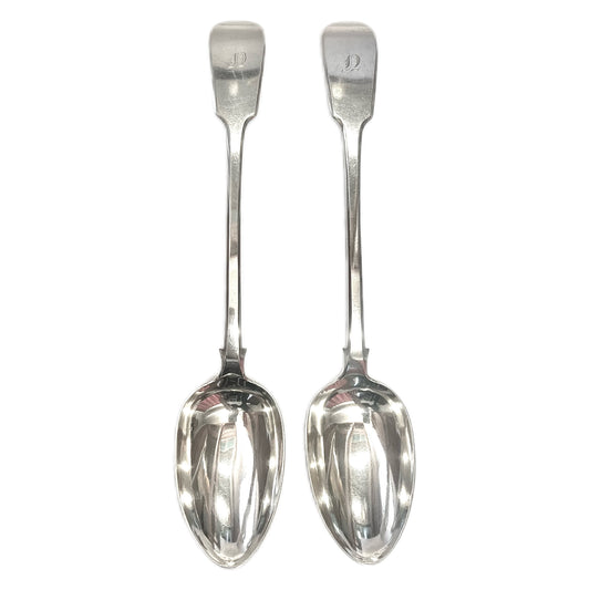 Pair of William IV sterling silver serving spoons, London, 1833, Adey Bellamy Savory