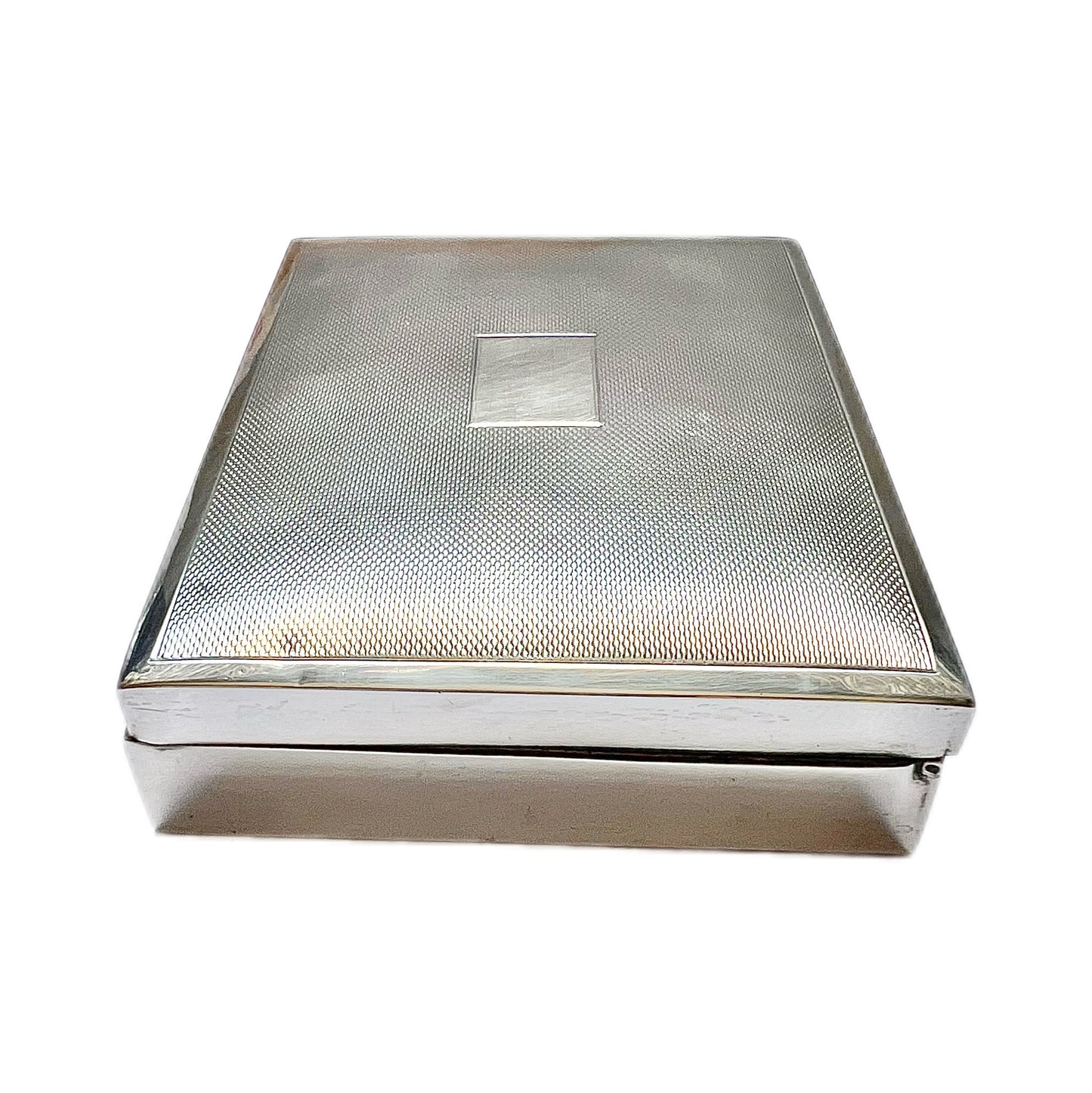 Midcentury Hardy Bros sterling silver and timber lined cigarette box