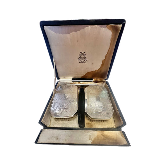 Near antique Chinese export silver brush set owned by Shanghai Municipal Police Force Supt. Lovell