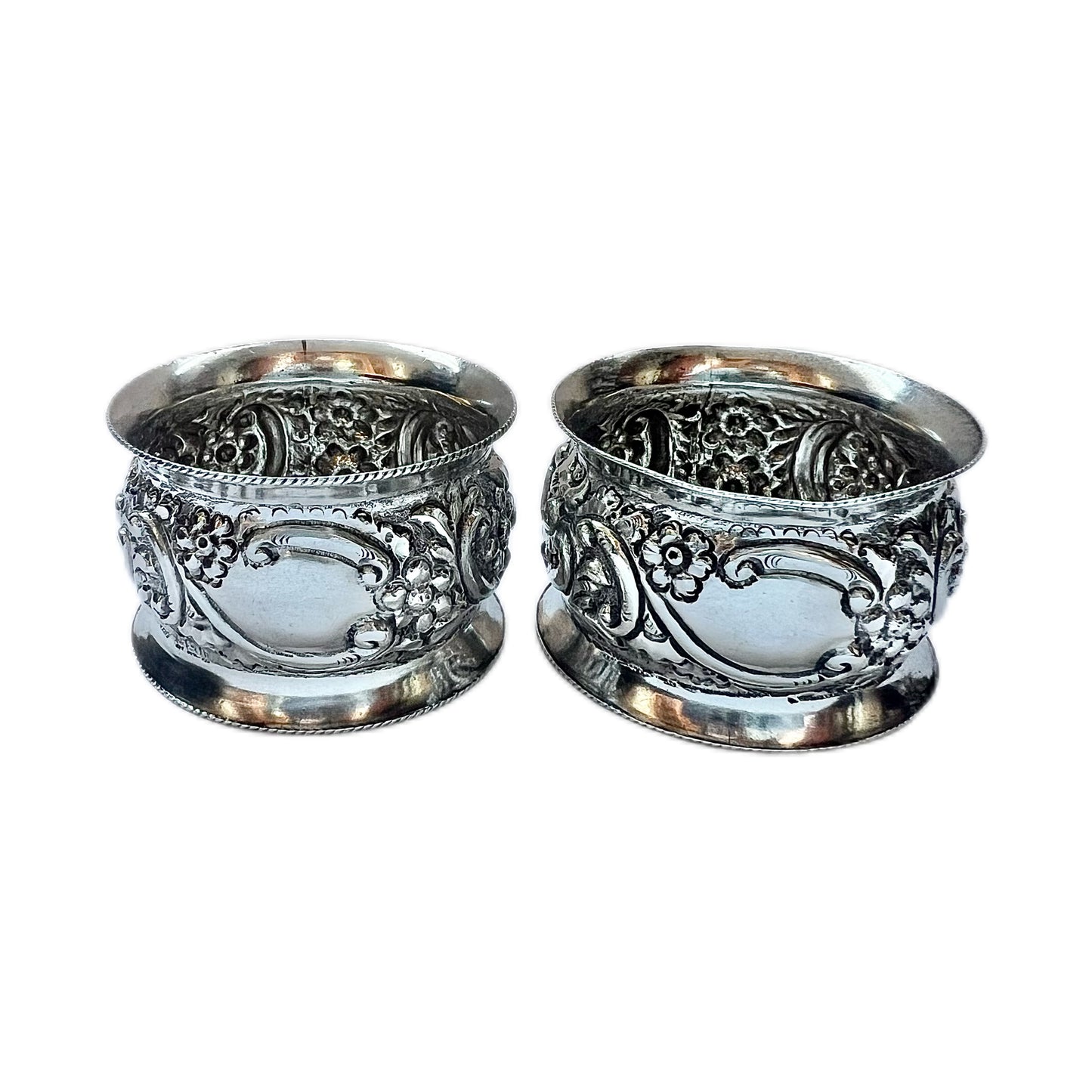 Pair of Edwardian sterling silver napkin rings