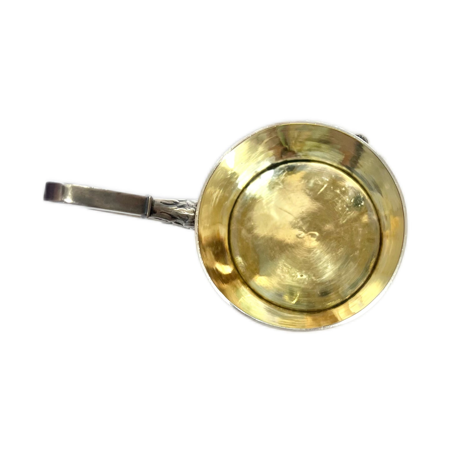 Antique Russian .875 silver Troika podstakannik with original glass and inscription