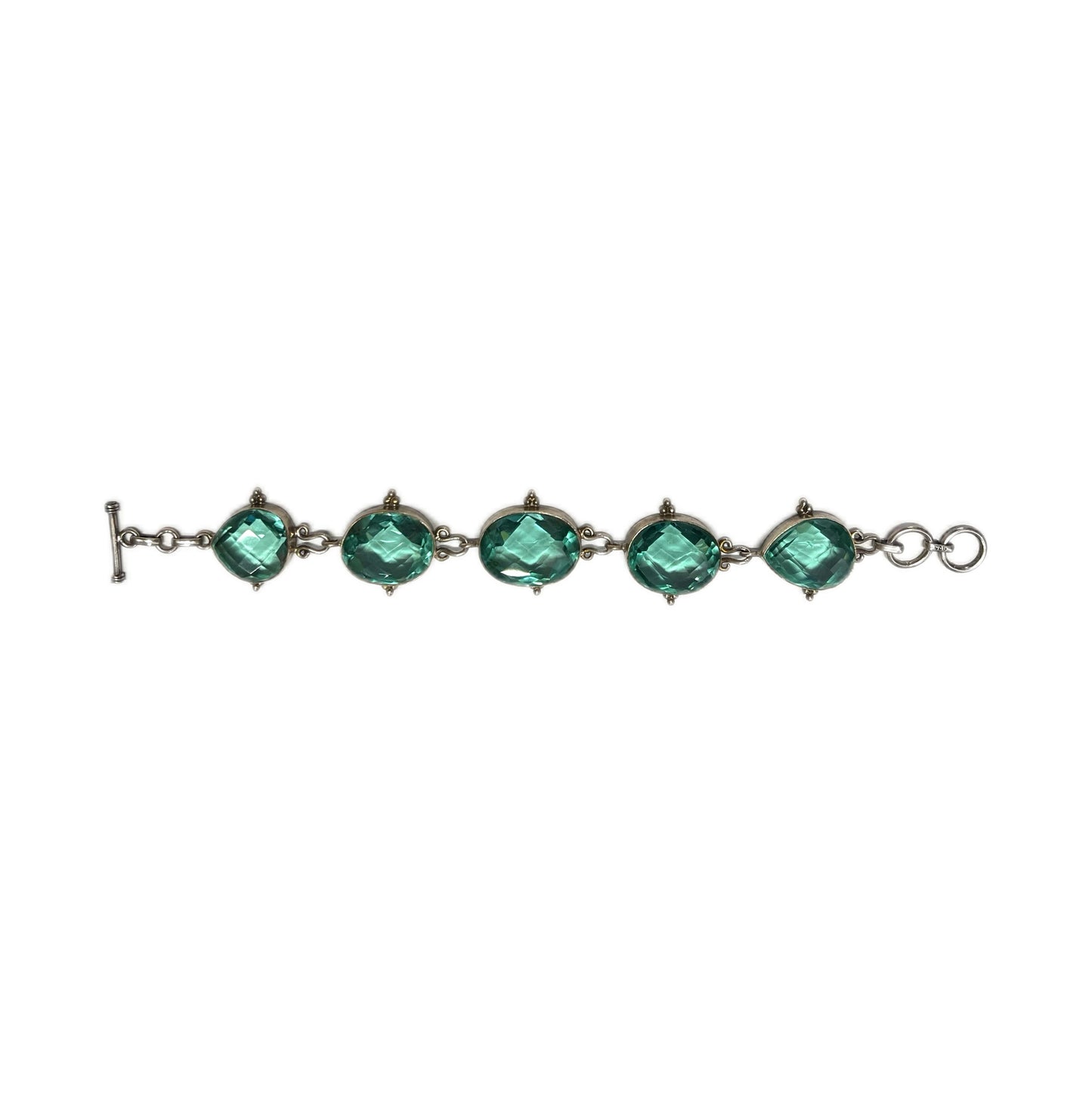 Vintage apatite briolette and sterling silver bracelet
