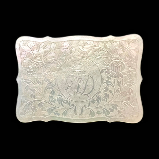 Antique Regency period crested rectangular mother-of-pearl gaming token