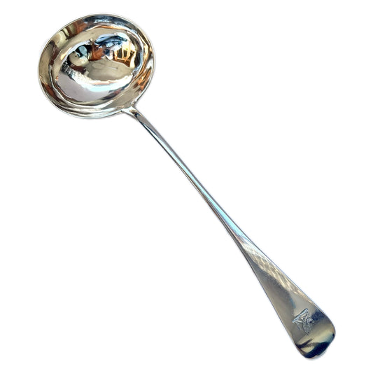 Antique Victorian Chawner & Co. crested sterling silver serving ladle