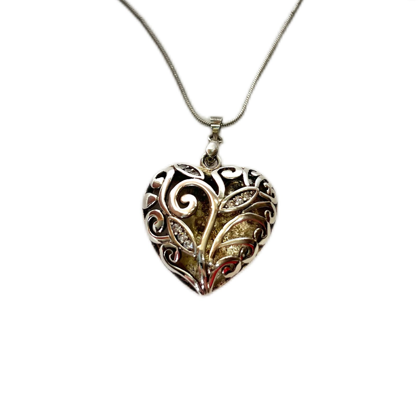 Vintage sterling silver puffy heart pendant