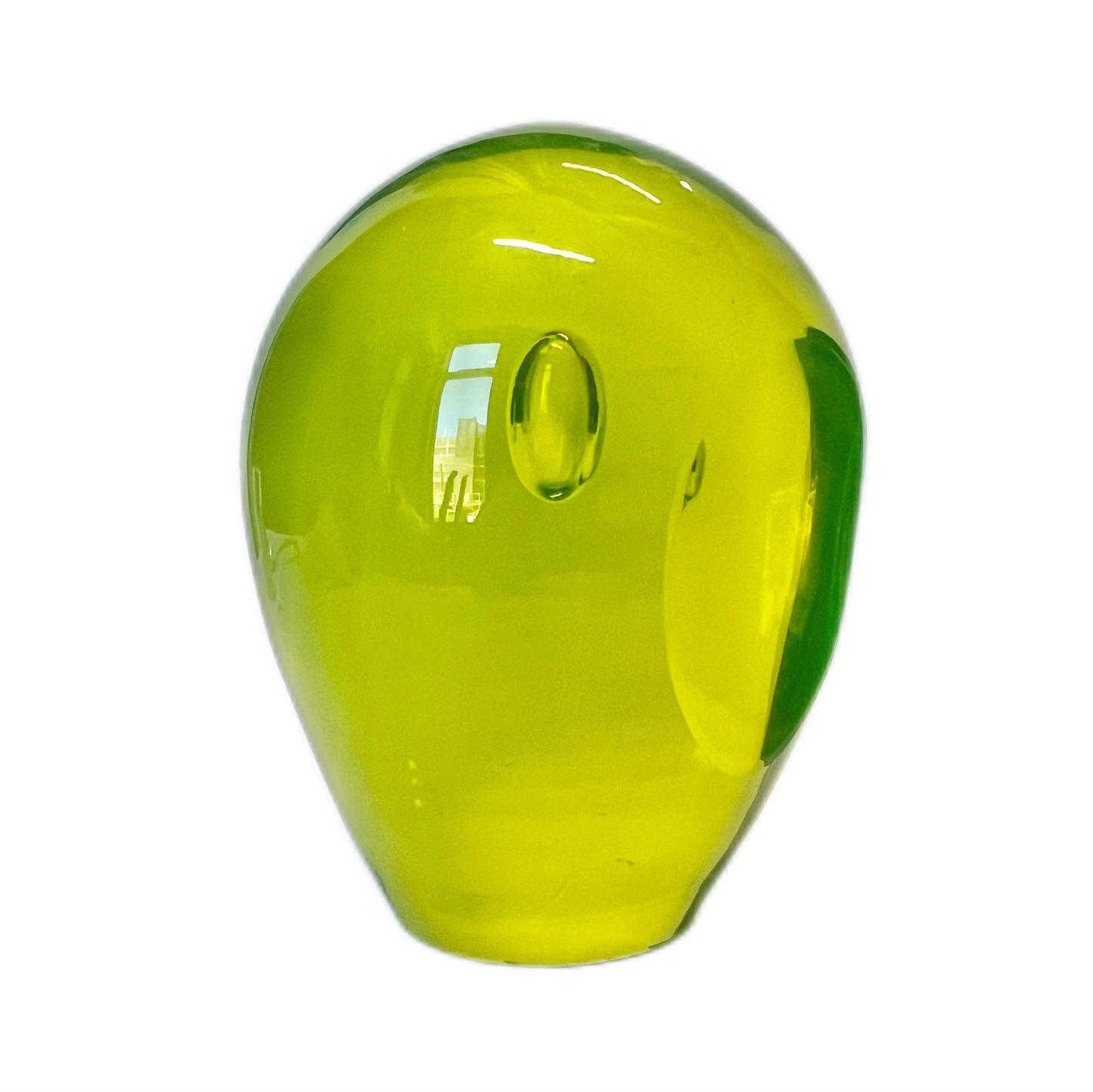Vintage midcentury hand-blown uranium glass owl paperweight