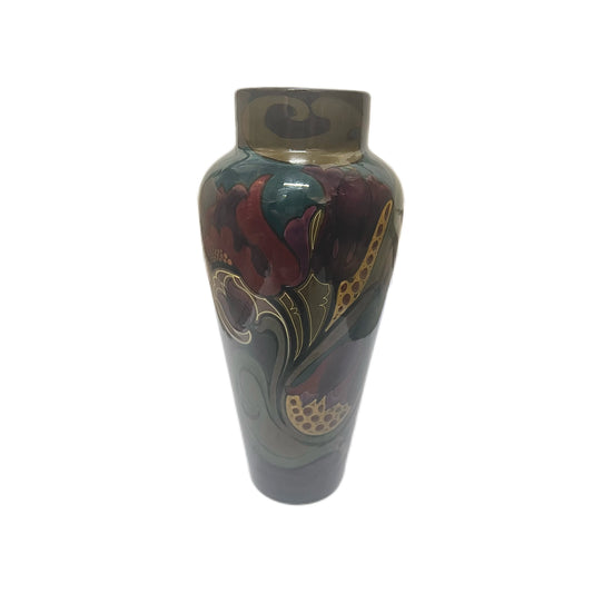 Antique PZH Gouda Dutch Pottery vase with stylised dark florals, circa 1918
