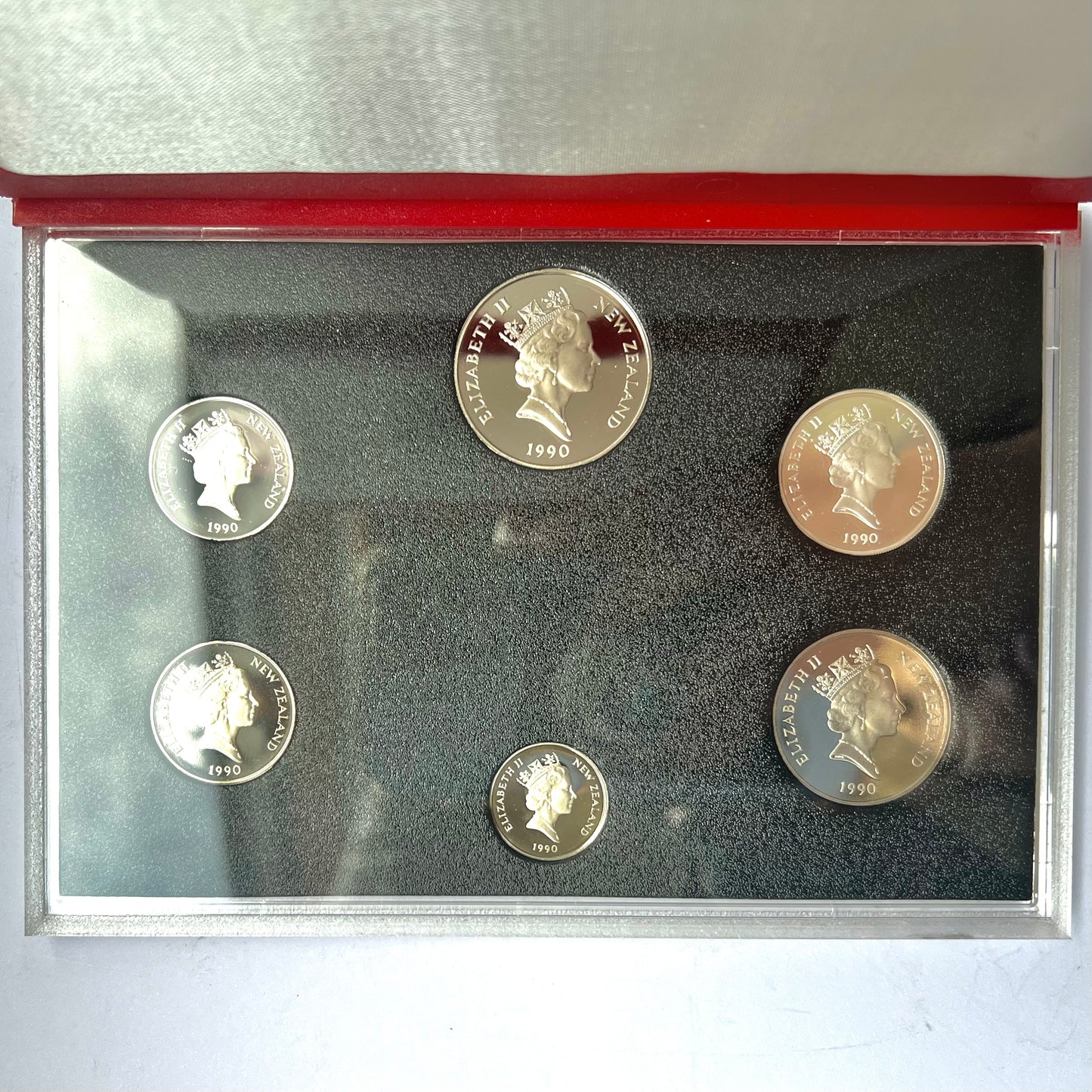 Vintage New Zealand 1990 Proof Coin Set, issued by the Reserve Bank of New Zealand