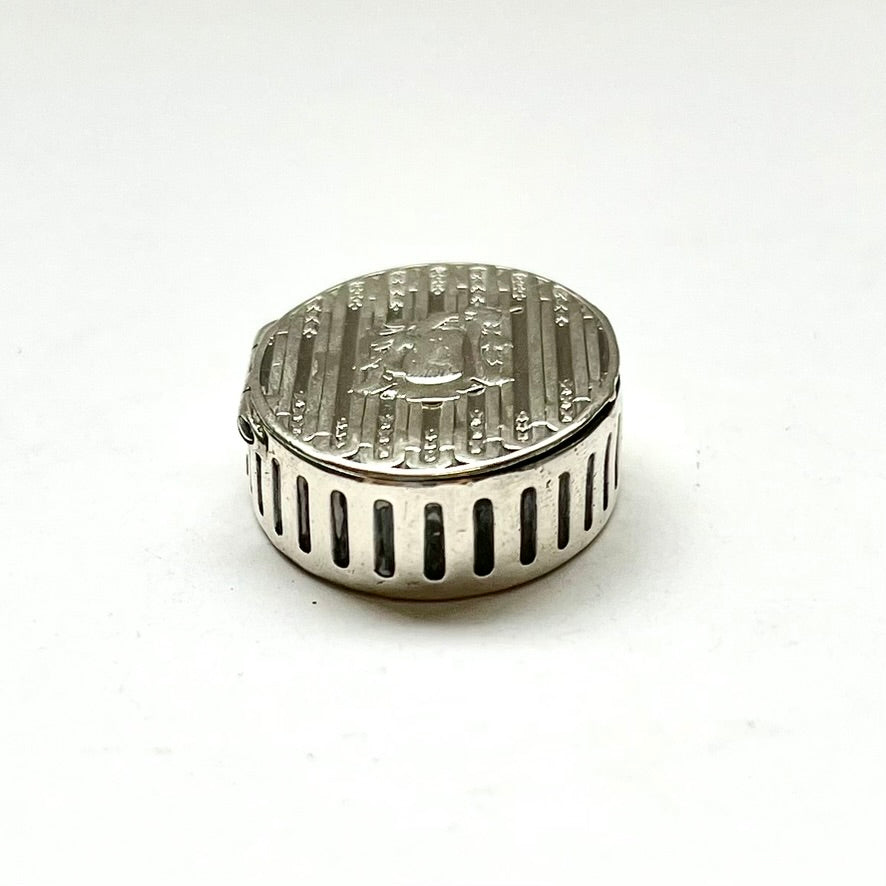 Antique sterling silver trinket or pill box with gilt-washed interior, early Australian