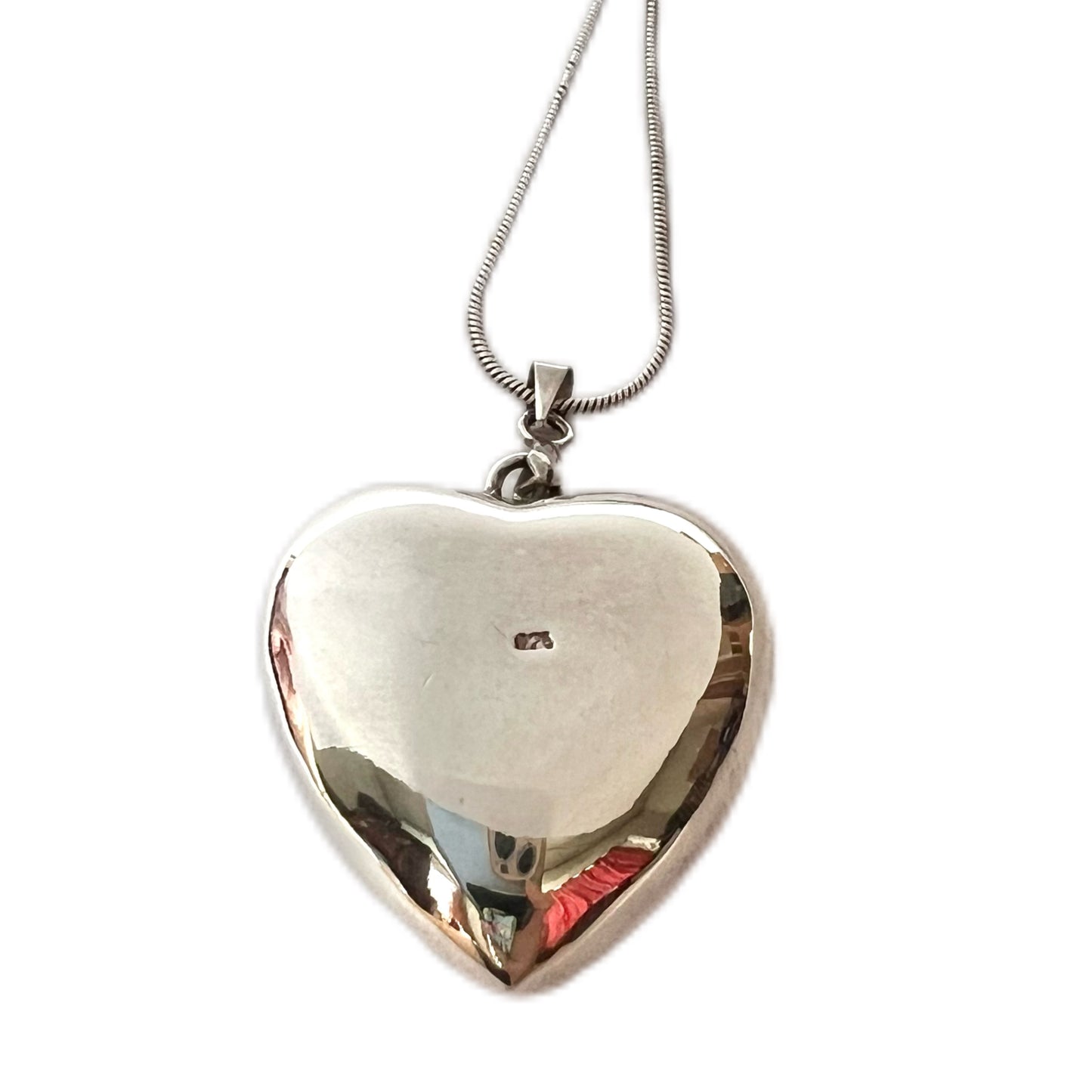 Vintage sterling silver puffy heart pendant
