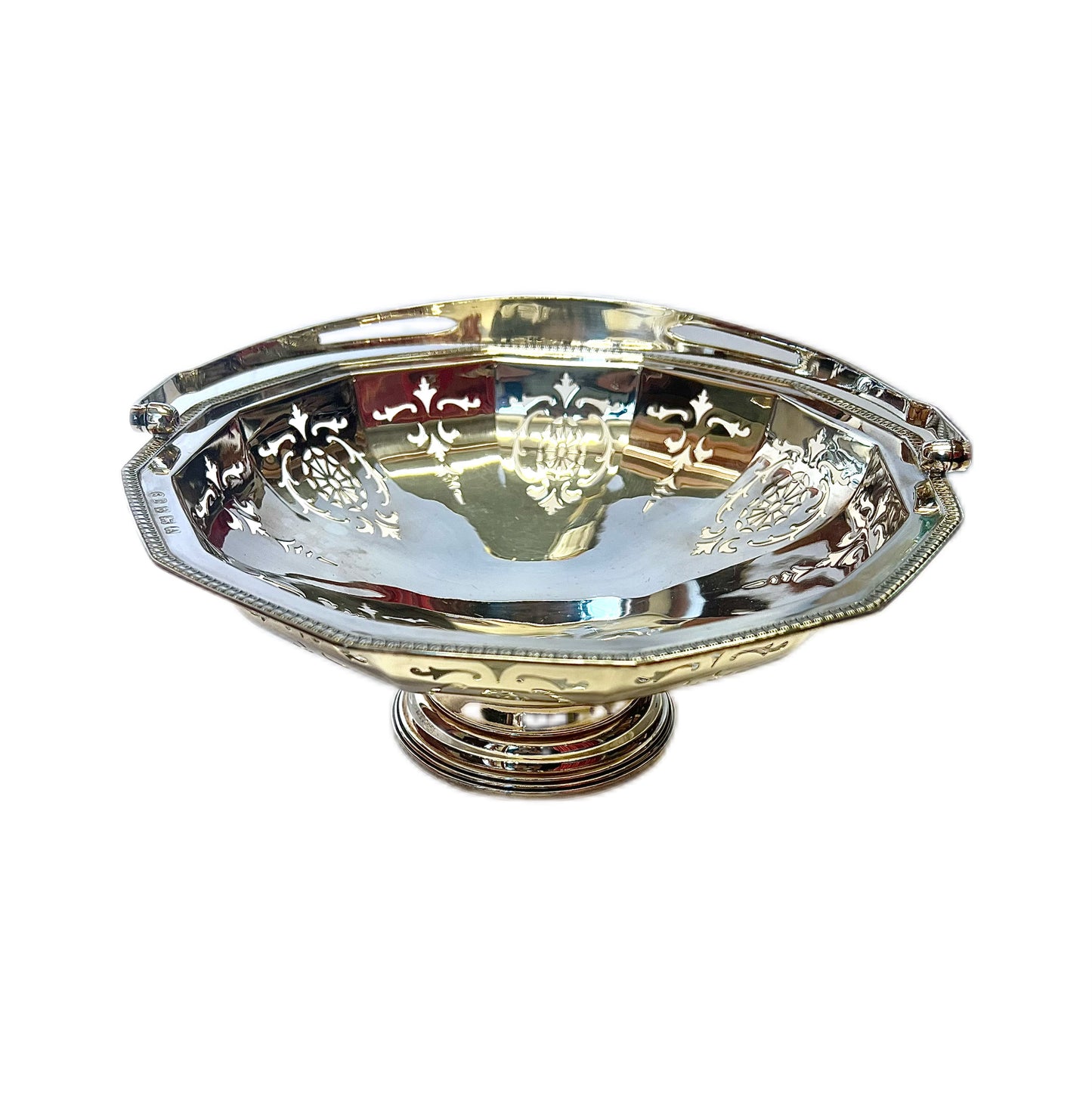 Antique George V sterling silver swing-handled basket by William Suckling