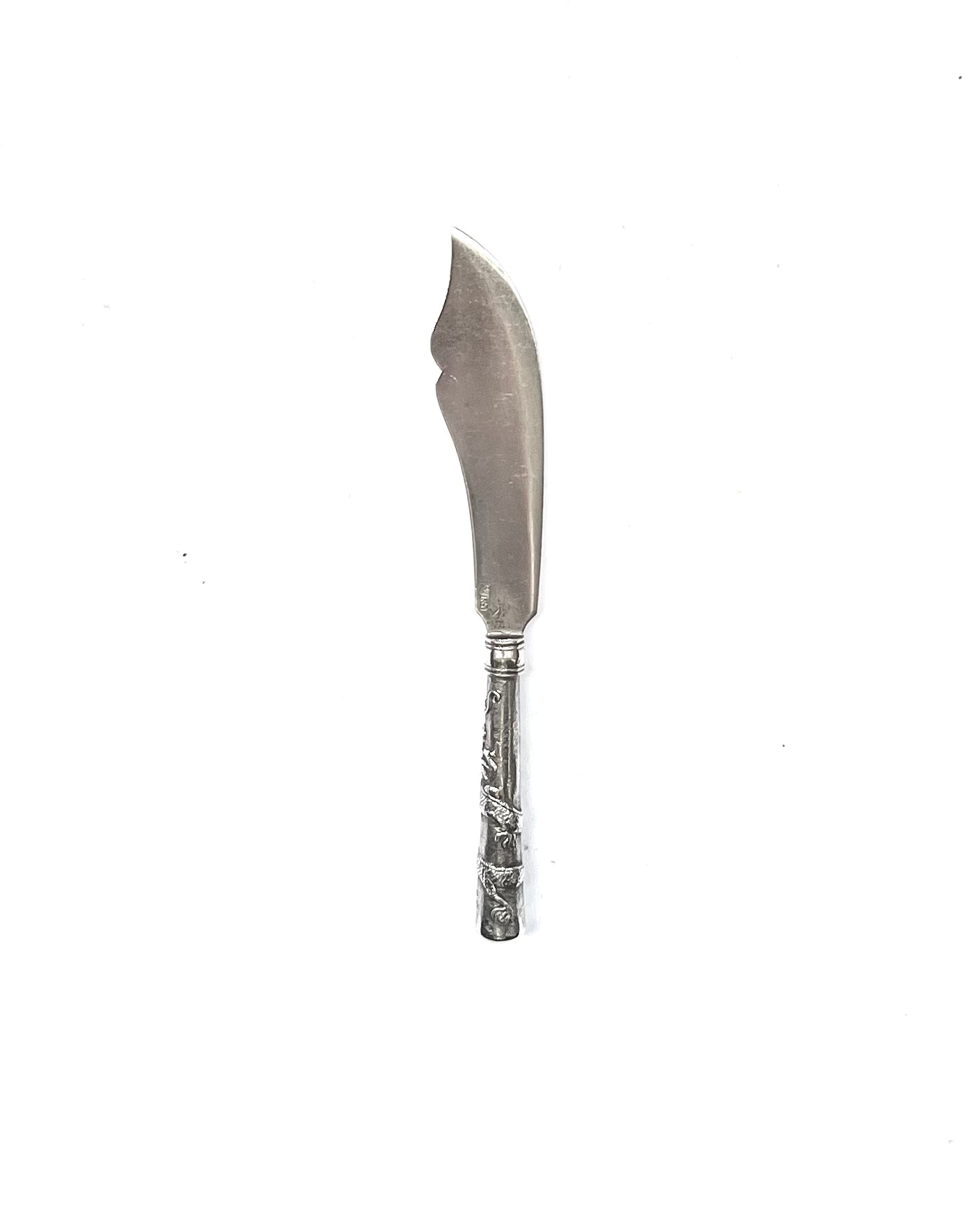 Antique Chinese export silver condiment or cocktail knife, Luen Wo, important Shanghai silversmith