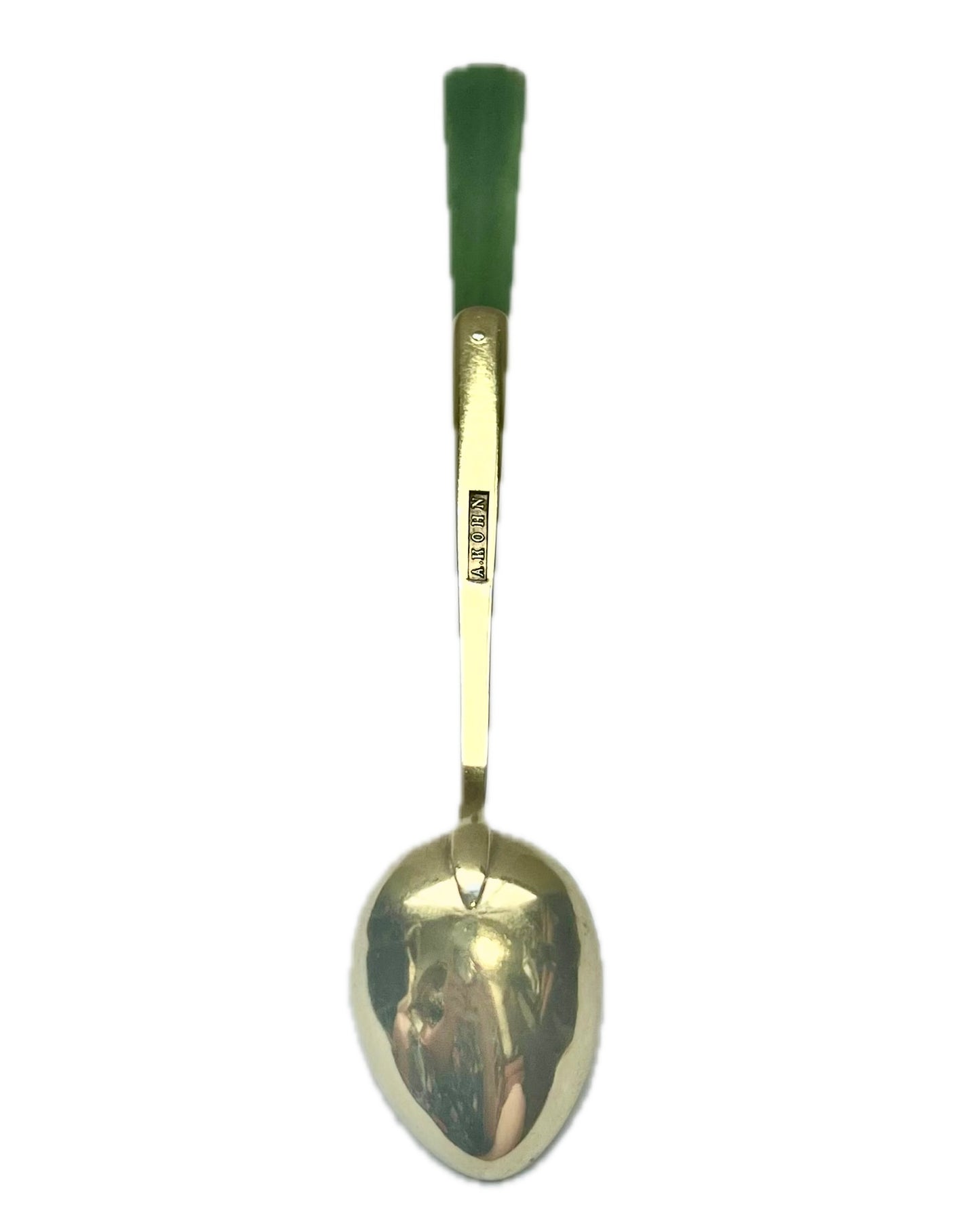 Rare antique New Zealand sterling silver and nephrite jade souvenir spoon, Adolph Kohn, Auckland