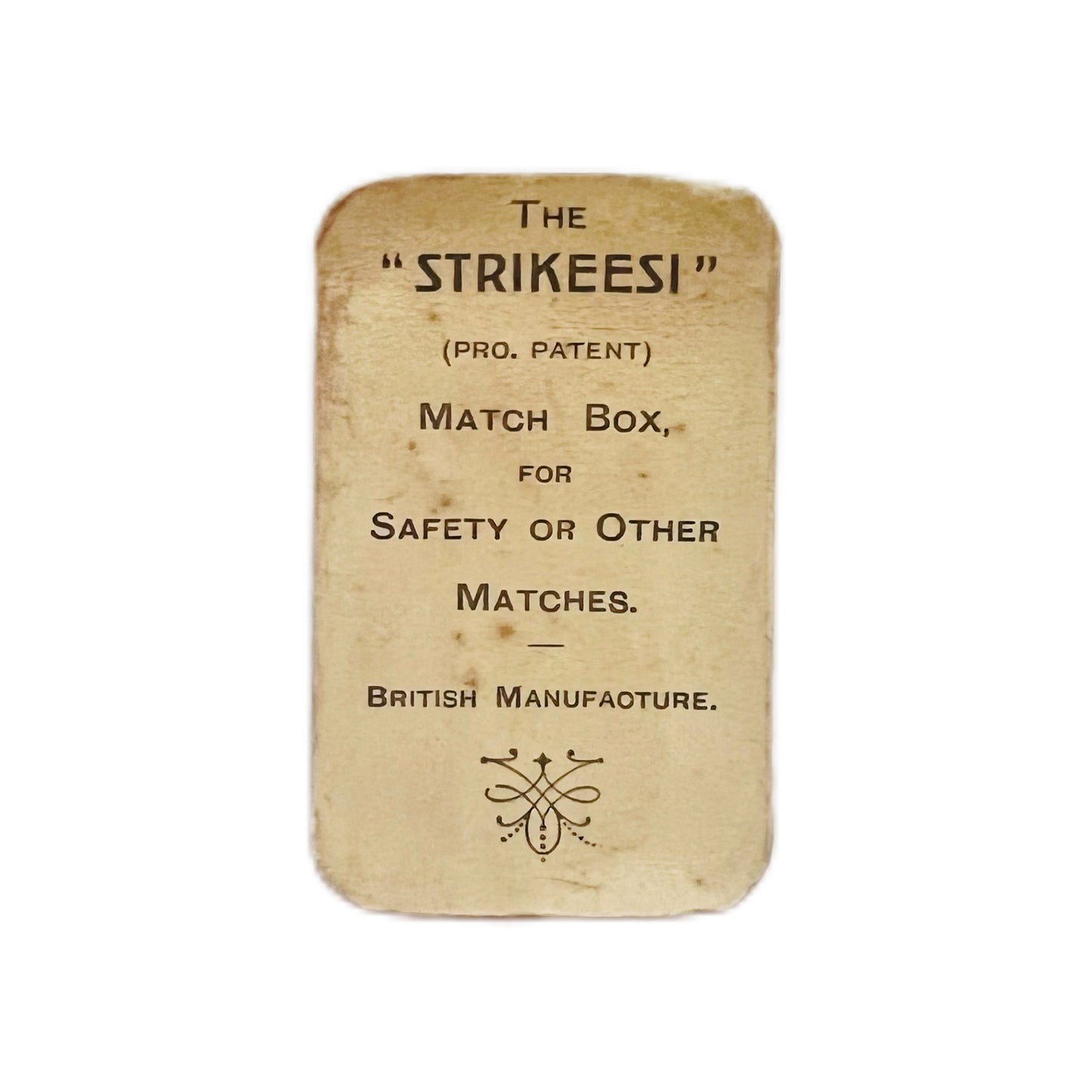 罕见的 1920 年代“Strikeesi”乔治五世纯银火柴盒，附原装卡片
