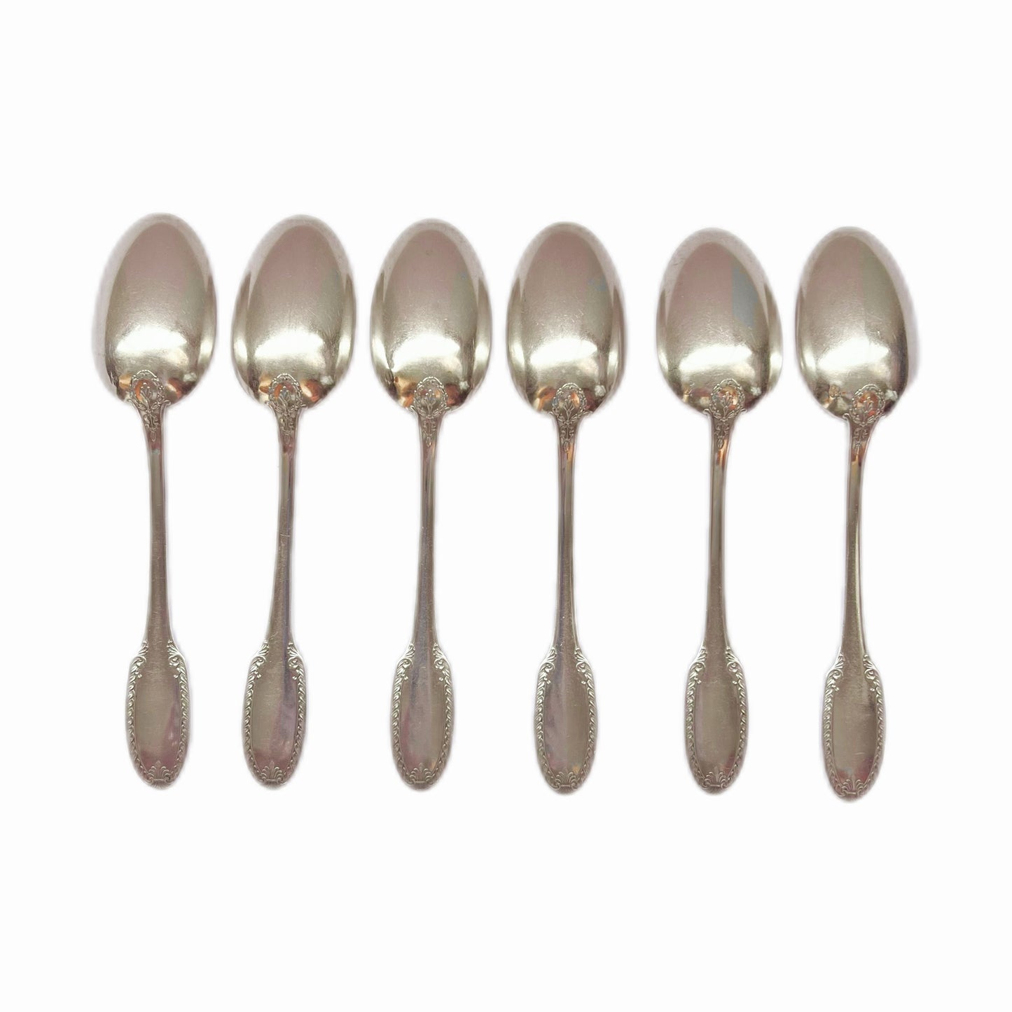 Late 19th to early 20th century French antique .950 silver teaspoons, set of 6 by Ravinet d'Enfert