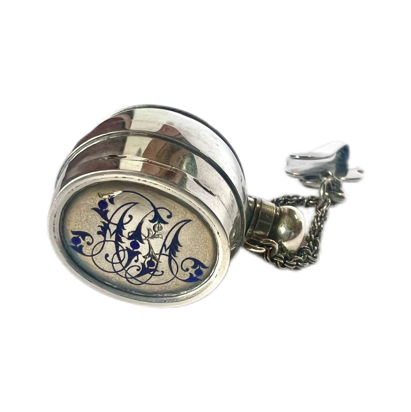 Victorian Leuchars & Sons sterling silver combination barrel -form scent bottle, pill box & vinaigrette by Jane Brownett