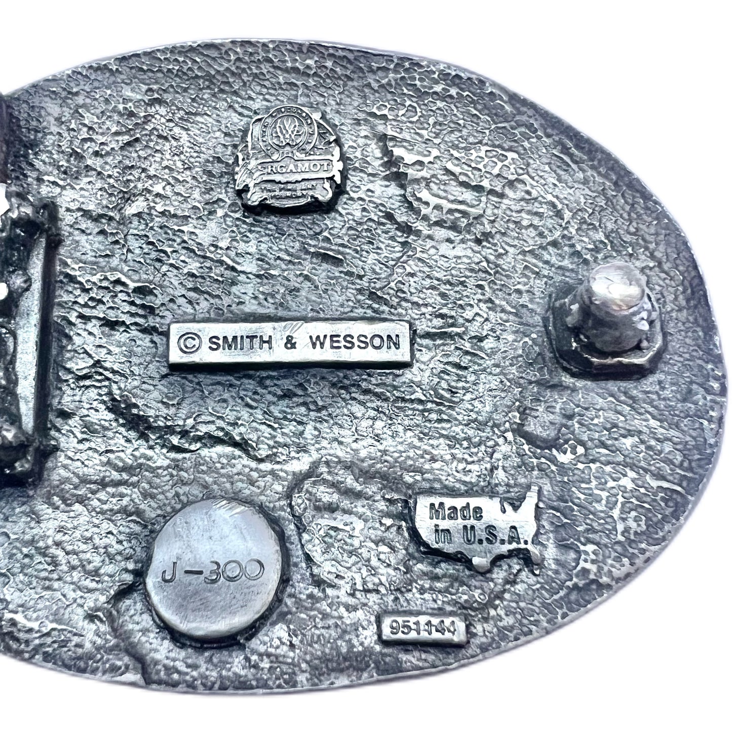 1980s Bergamot J-300 Smith & Wesson enamelled belt buckle