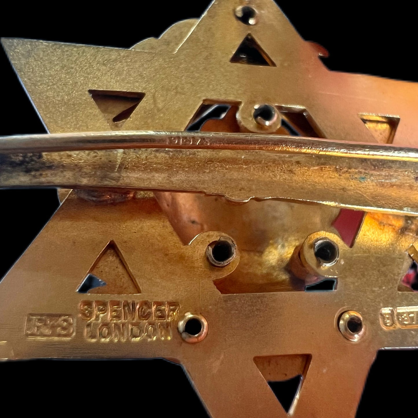 Antique Edwardian 9ct gold and enamel Masonic jewel brooch, Spender & Co