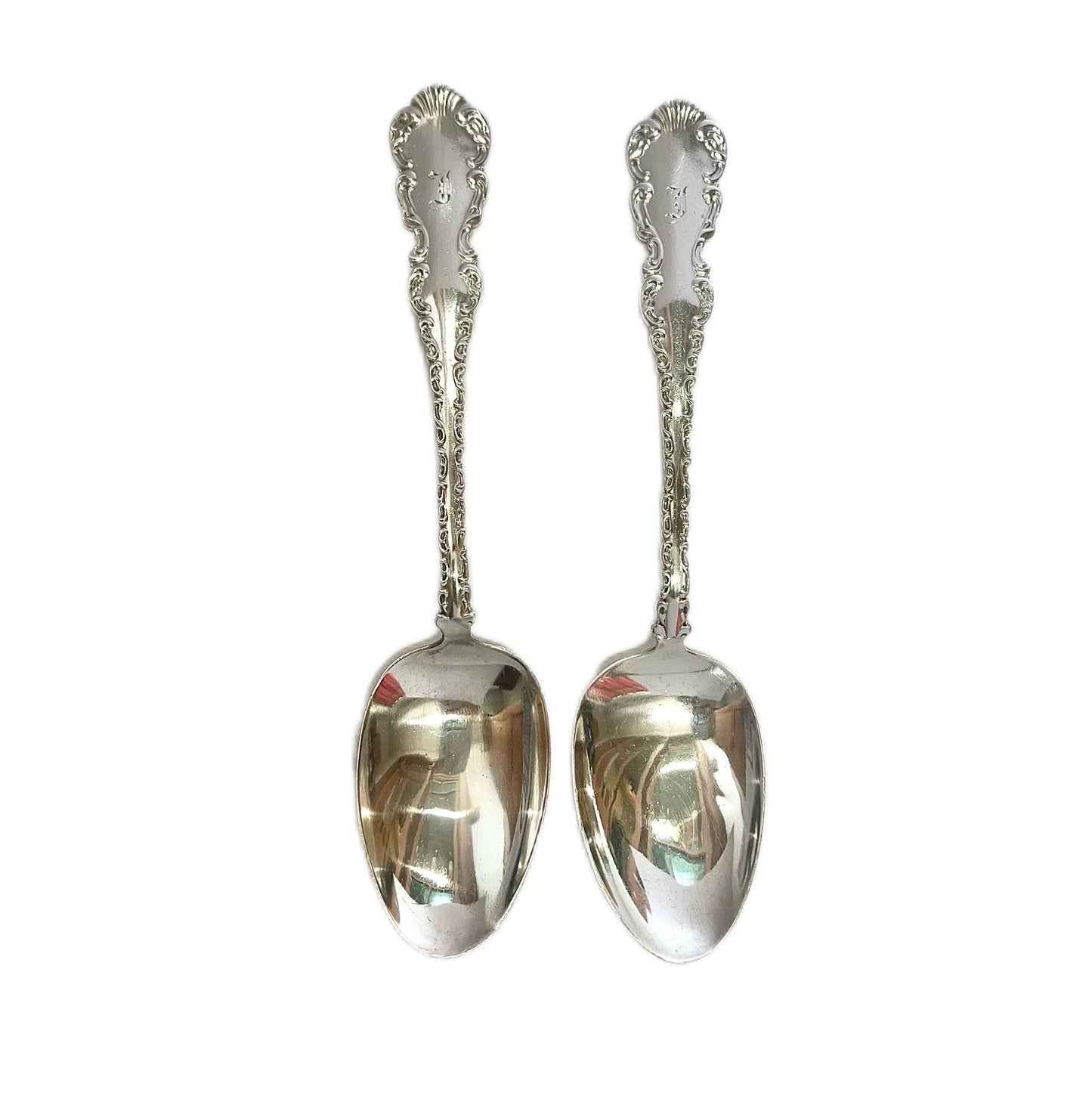 Pair of American Whiting Louis XV pattern sterling silver spoons circa 1891