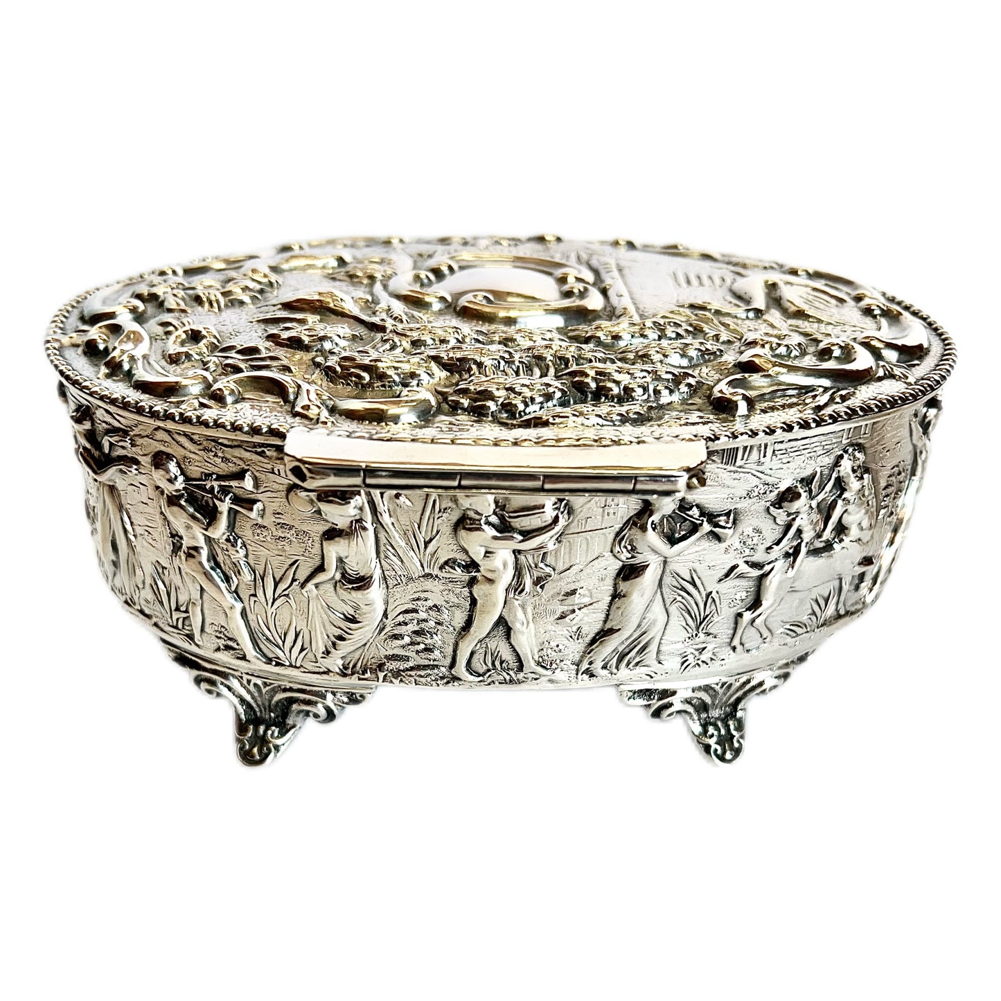 Late Victorian sterling silver jewellery casket, Thomas Hayes