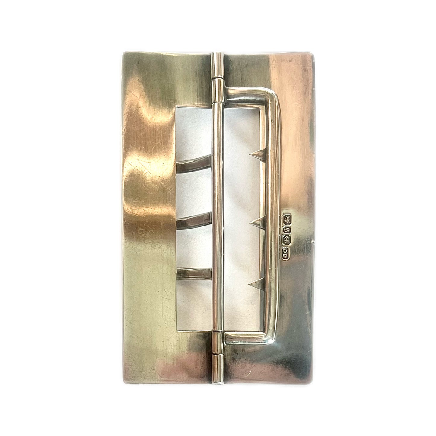 Antique late Victorian sterling silver belt buckle, 1892