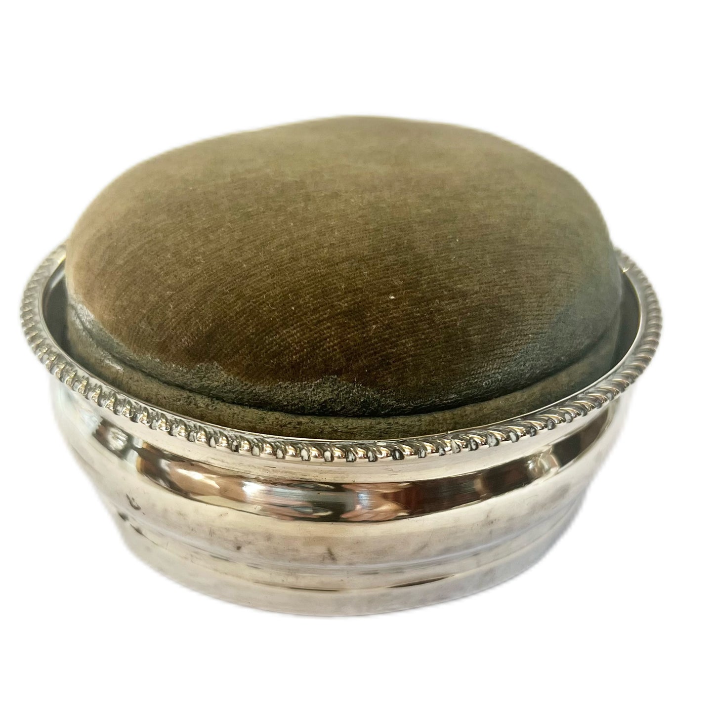 Antique Victorian fabric and sterling silver pincushion, Levi & Salaman