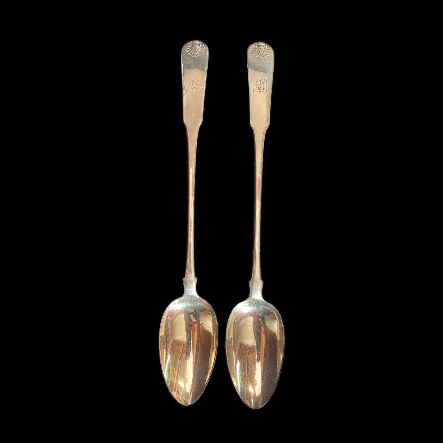 Pair of George III Scottish sterling silver serving spoons, James McKay 1813