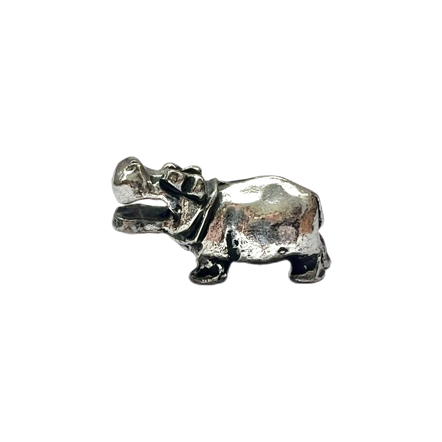 Vintage miniature novelty figural silver hippo figurine