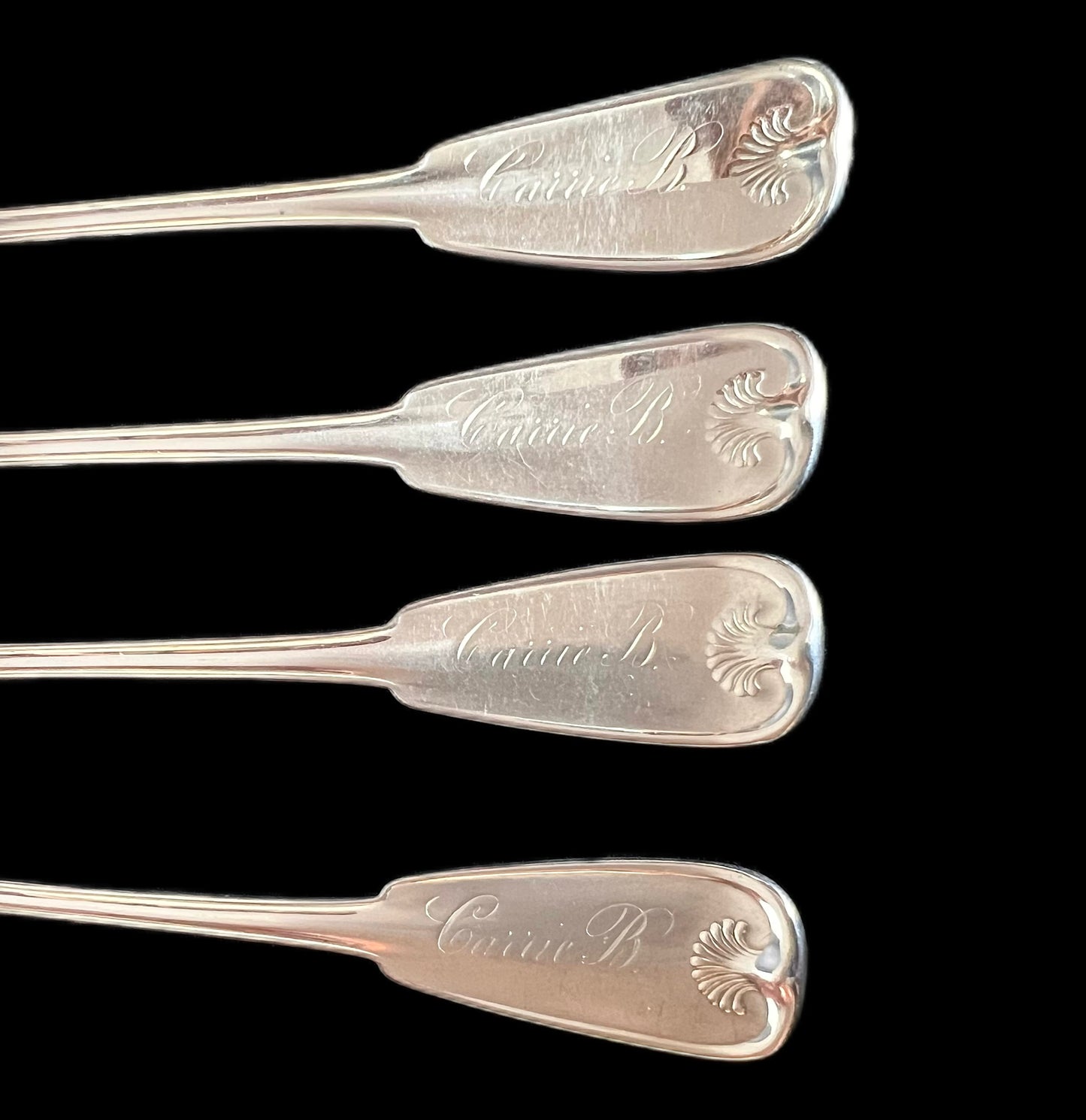 Set of 4 antique Tiffany & Co. Palm Pattern sterling silver dinner forks