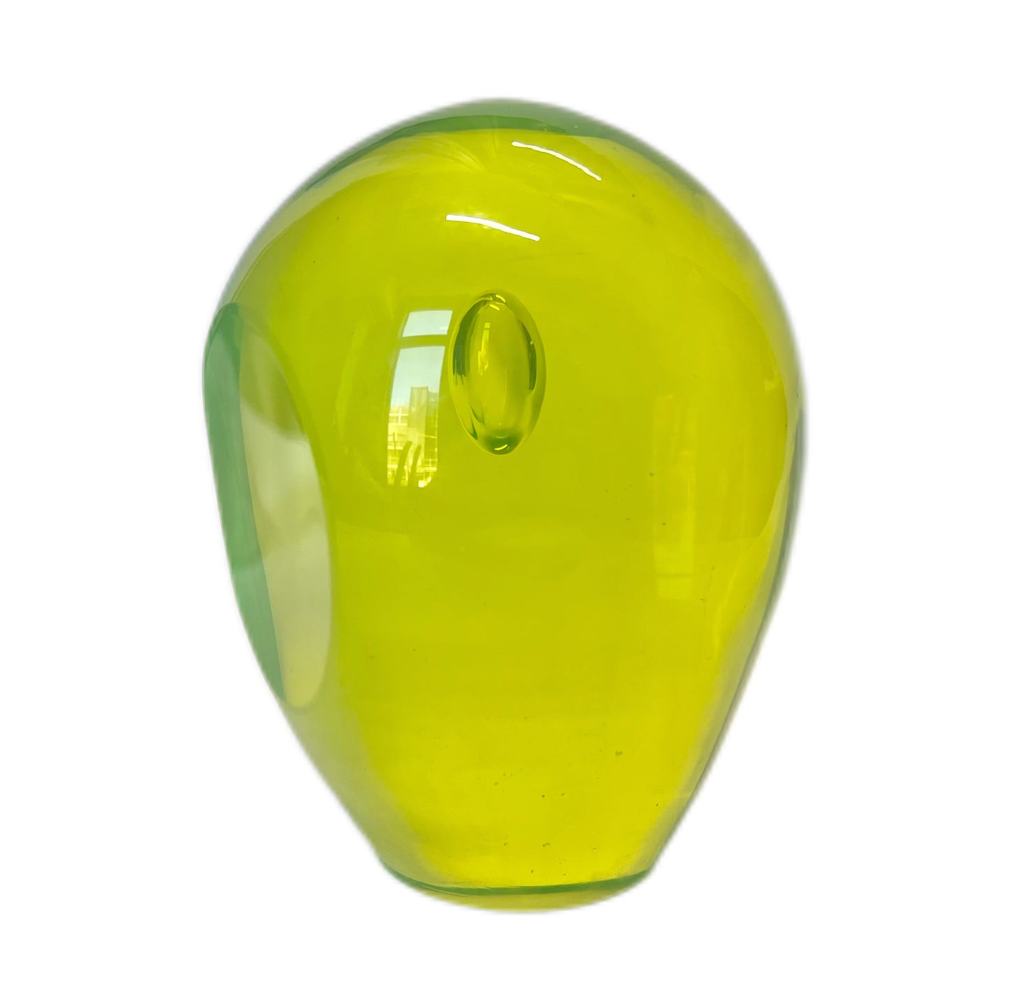 Vintage midcentury hand-blown uranium glass owl paperweight