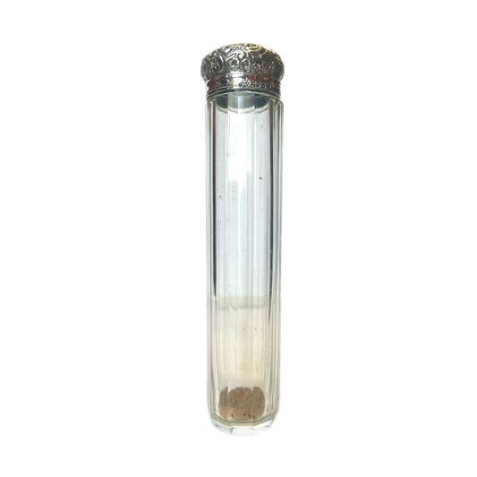 Antique Victorian sterling silver and cut glass toiletry bottle