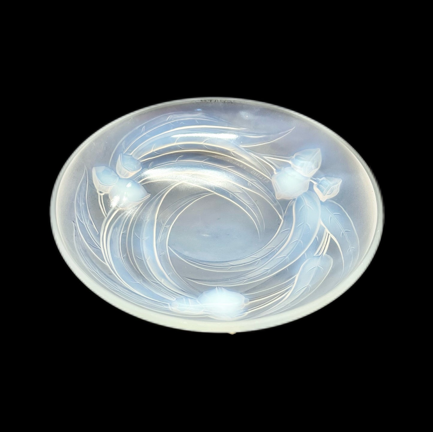 Antique French Art Deco opalescent glass dish by Etling et Cie