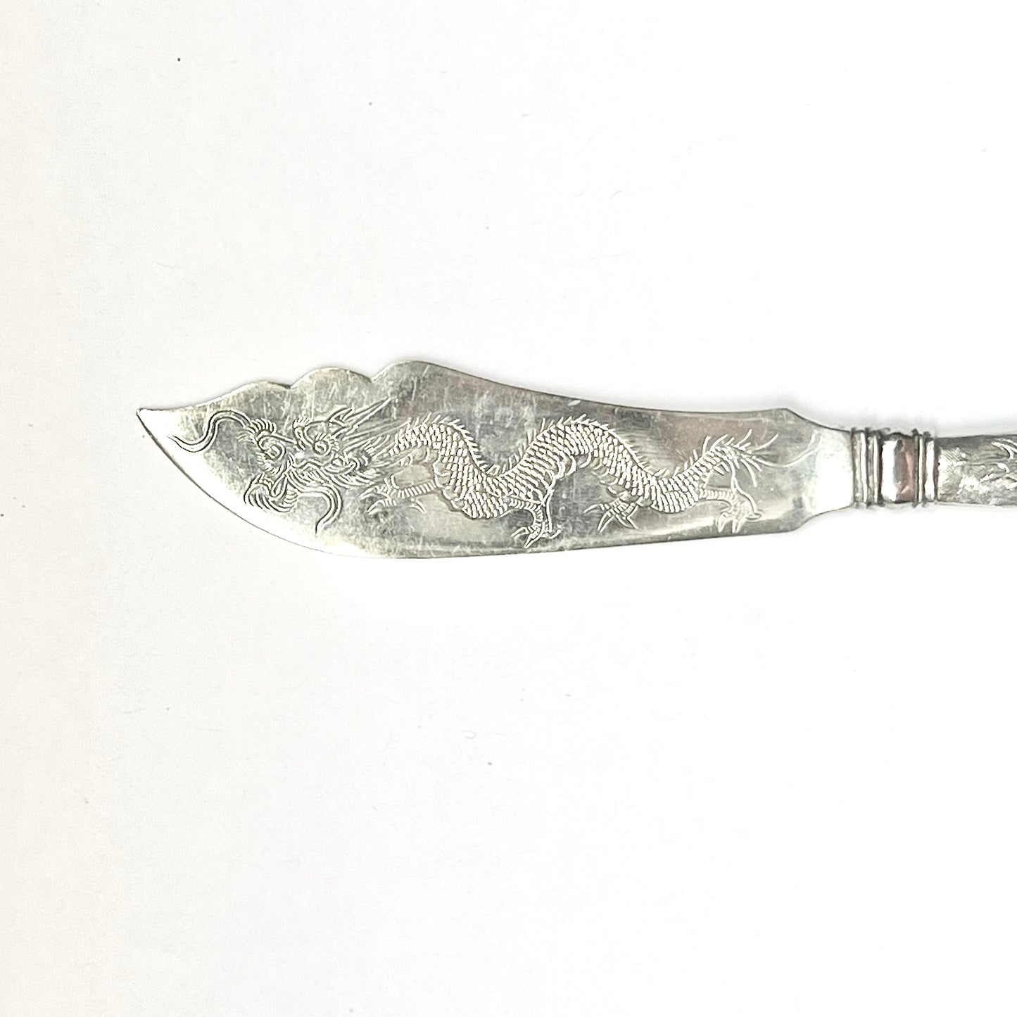 Antique Chinese export silver condiment or cocktail knife, circa mid to late 19th century, Hung Chong, Shanghai, 1830 to 1925.