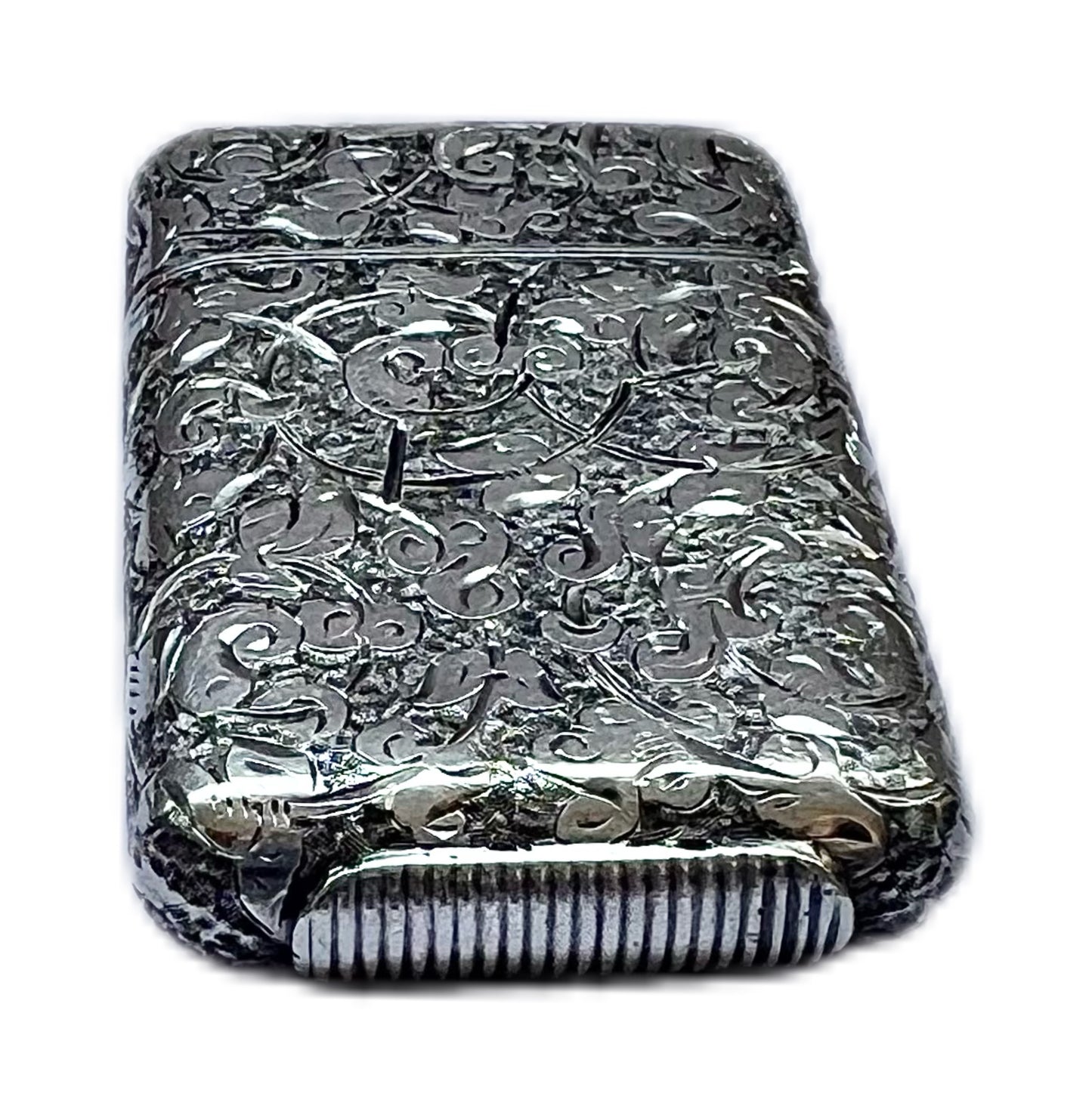 High Victorian Sampson Mordan & Co sterling silver vesta case, London, 1883