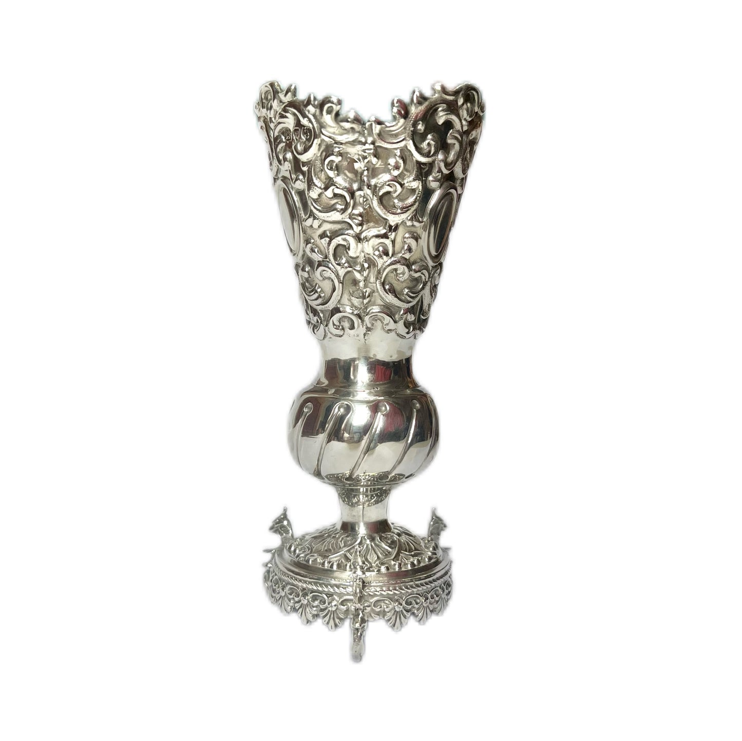 Antique Victorian sterling silver posy holder, John Newton Mappin