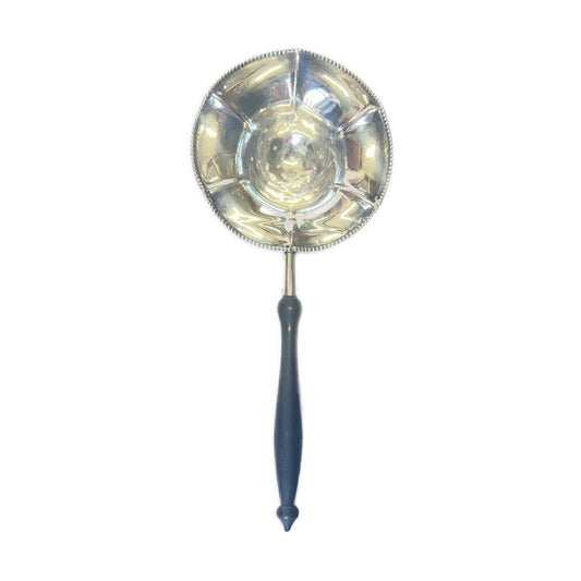 Vintage sterling silver tea strainer with ebonized timber handle