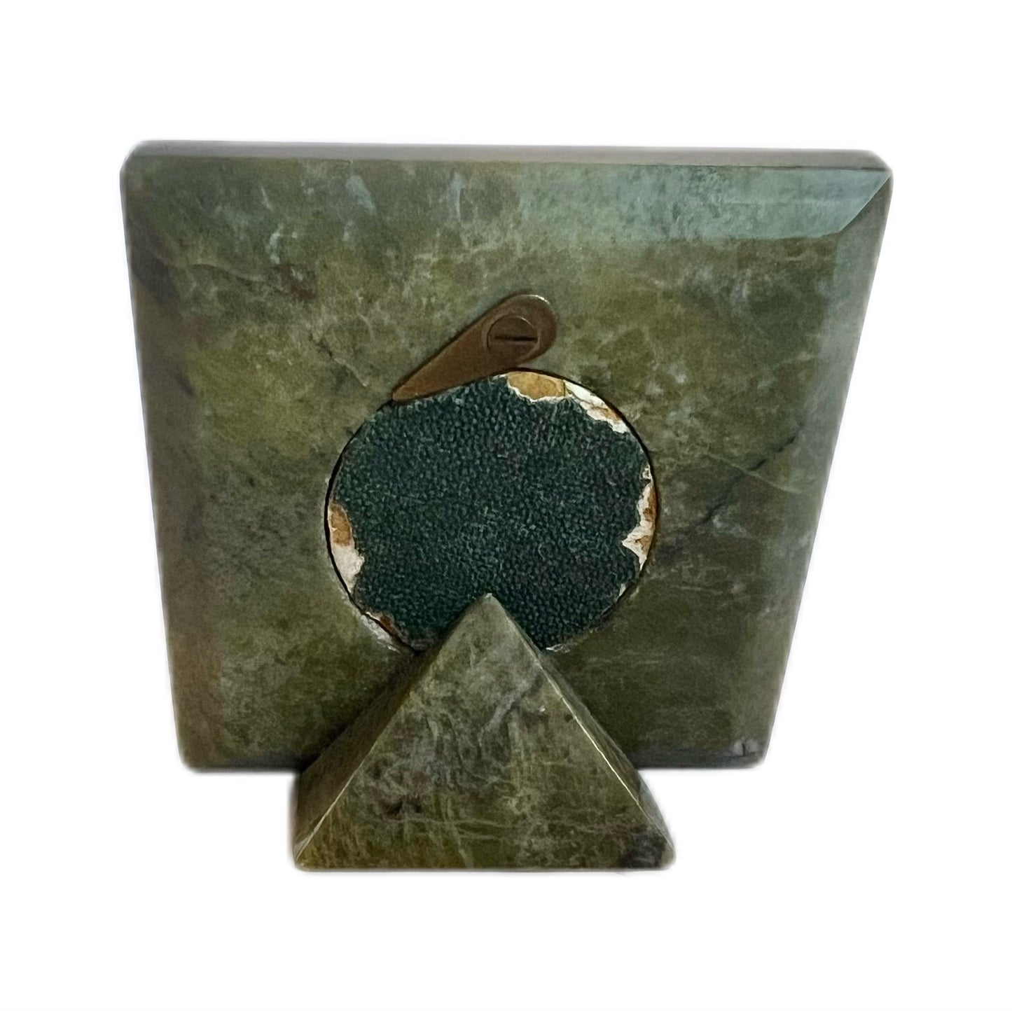 Vintage Art Deco green stone and silver miniature photo frame