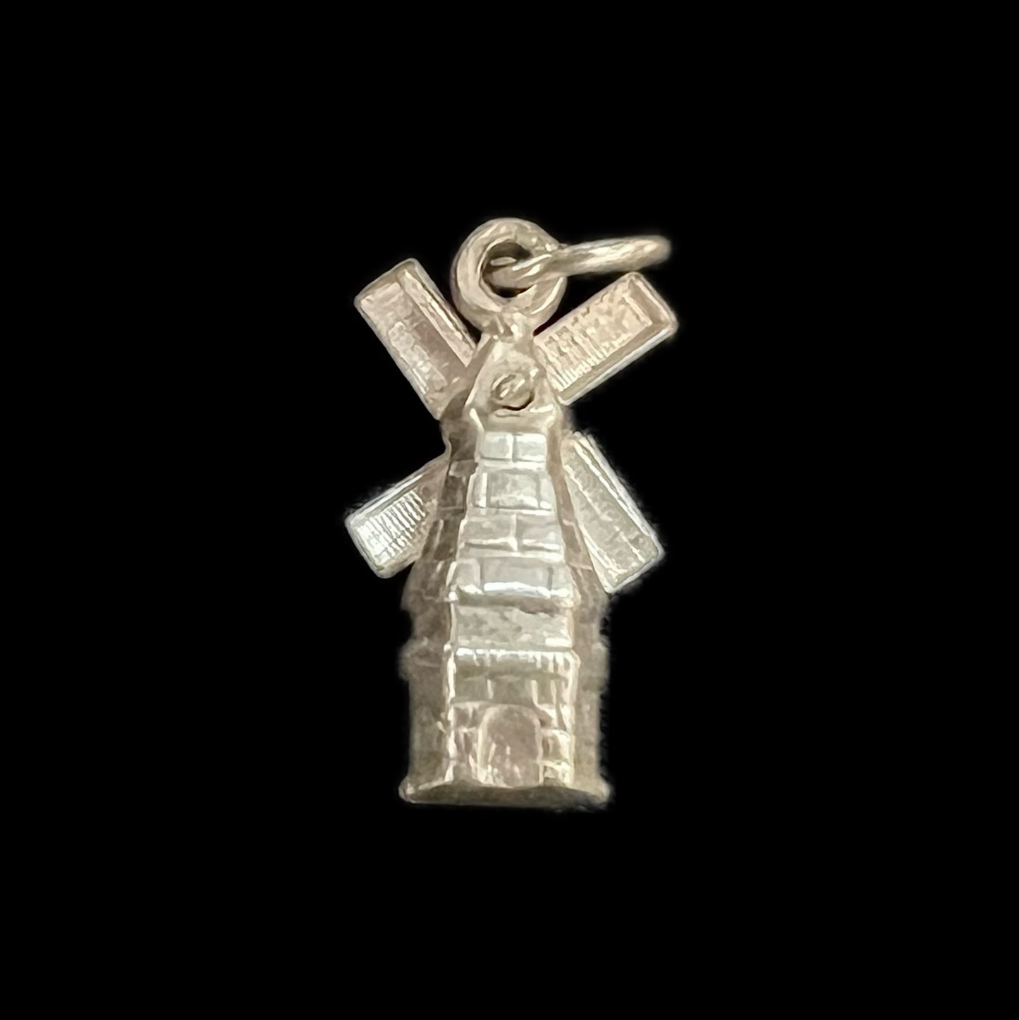 Vintage sterling silver articulated windmill charm