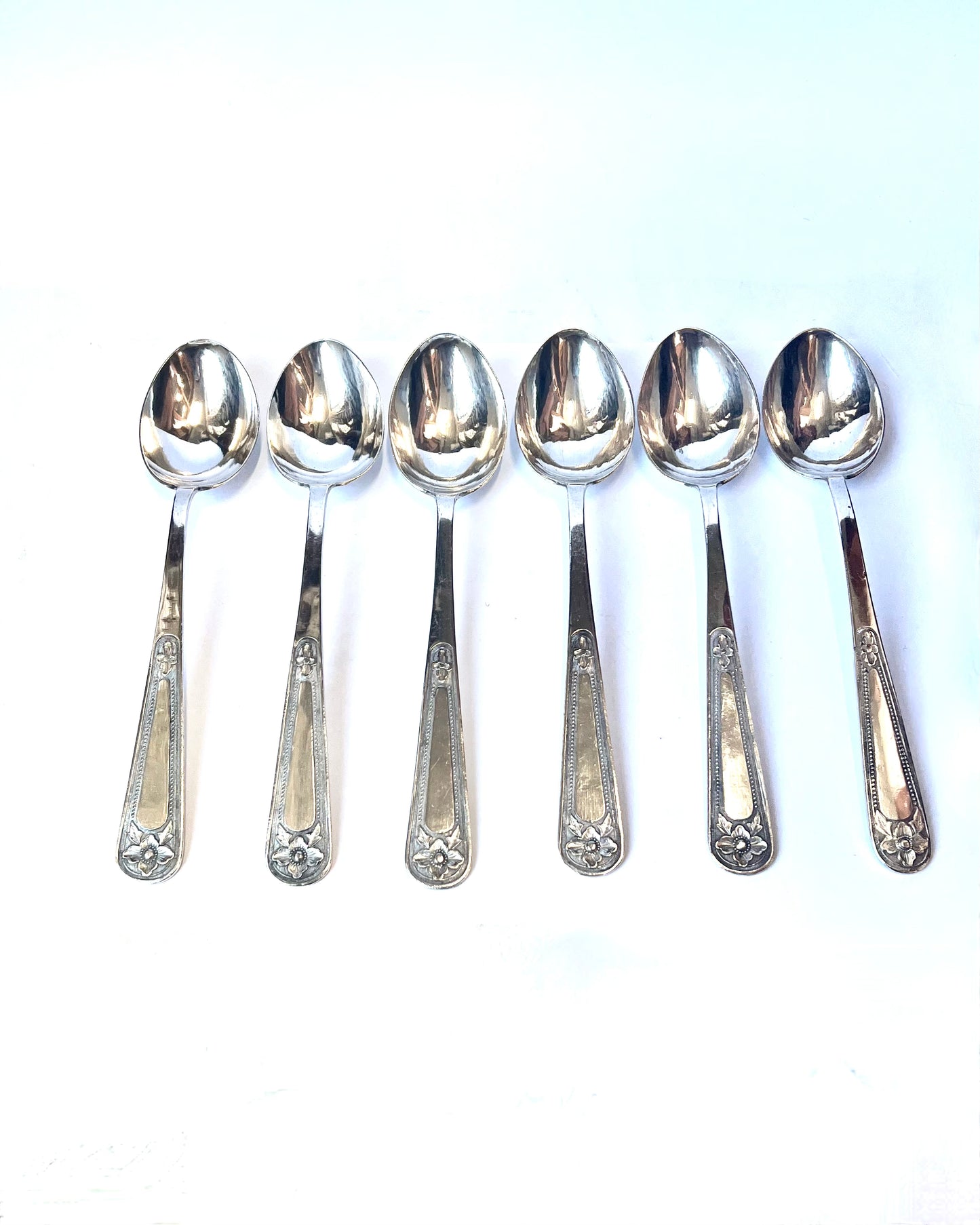 Set of 6 Chinese export silver spoons, marks for Jiu Xia, possibly Fang Jiu Xia, Shanghai (1880-1925)