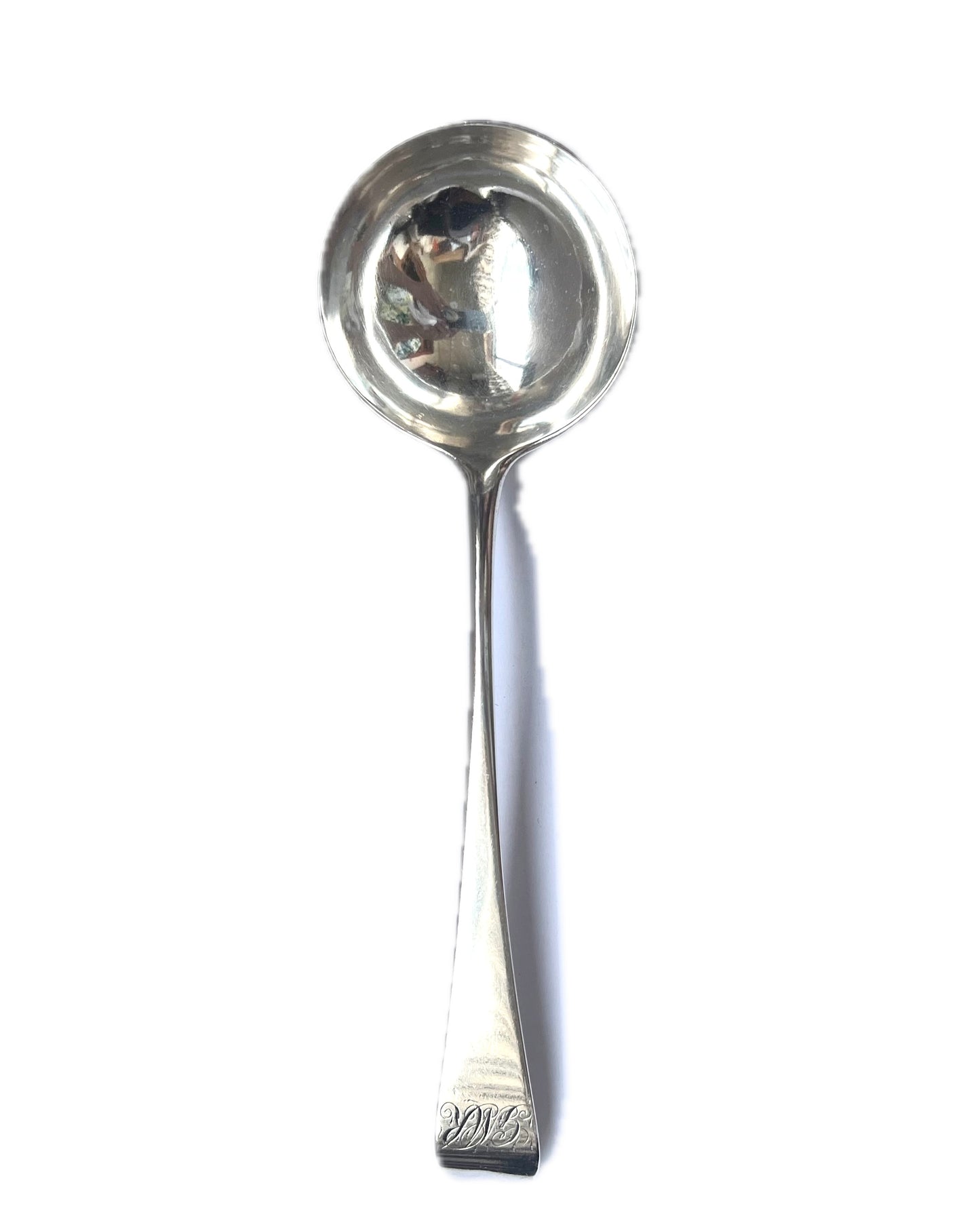 Antique George III sterling silver sauce ladle with marks for London, 1785, Thomas Wallis II.