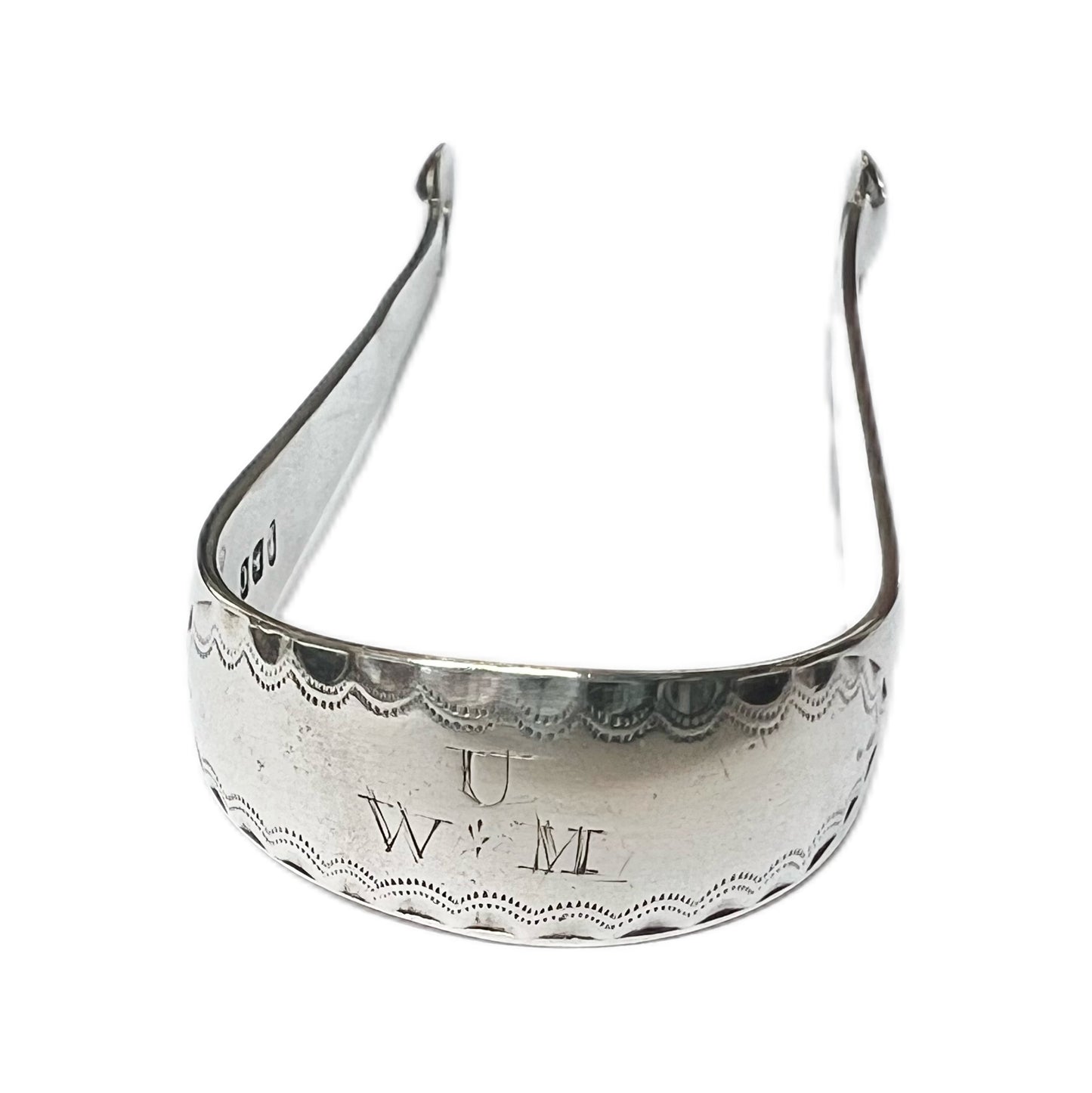 Antique pair of sterling silver George III tongs with marks for 1798, George Smith II & Thomas Hayter