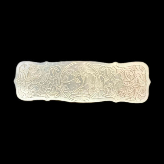 Antique Regency period engraved rectangular mother-of-pearl gaming token