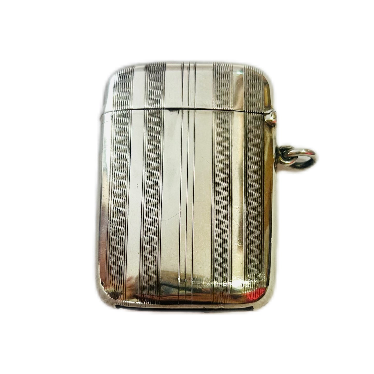 罕见的 1920 年代“Strikeesi”乔治五世纯银火柴盒，附原装卡片