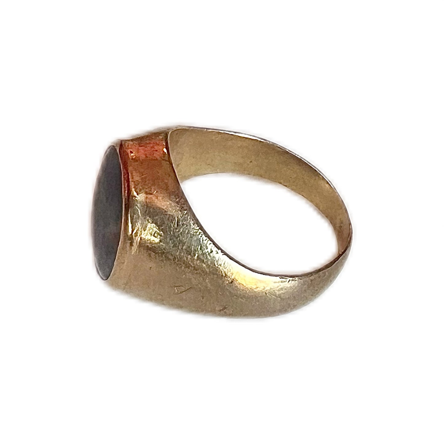 Vintage Australian 9 carat black opal doublet or triplet ring